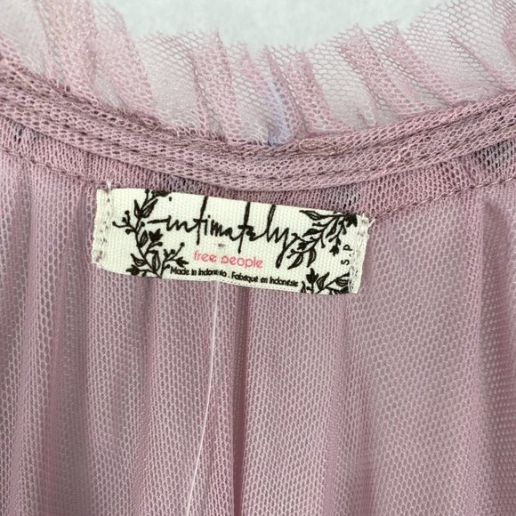 Free People Womens Midi Dress Small Pink Studded Mesh Night Out Tiered Trapeze - Picture 13 of 14